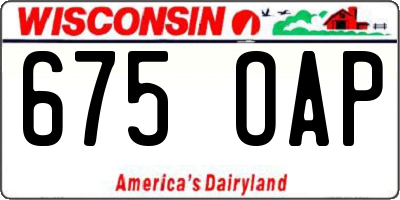 WI license plate 675OAP