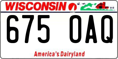 WI license plate 675OAQ