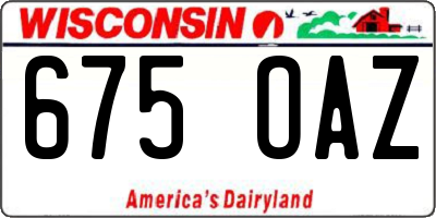 WI license plate 675OAZ