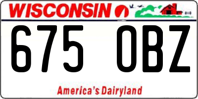 WI license plate 675OBZ