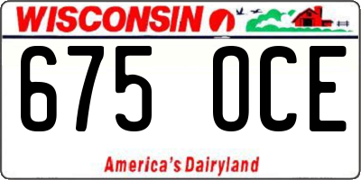 WI license plate 675OCE