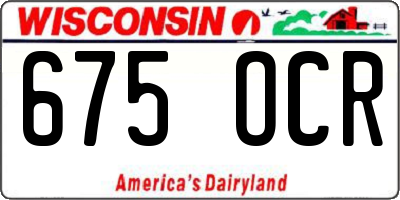 WI license plate 675OCR