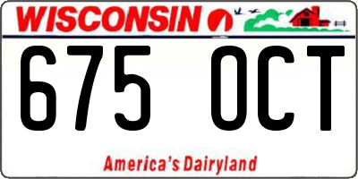 WI license plate 675OCT
