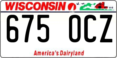 WI license plate 675OCZ