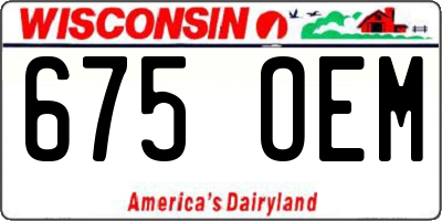 WI license plate 675OEM