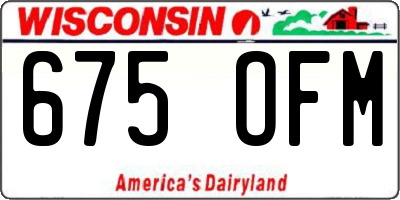 WI license plate 675OFM
