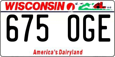 WI license plate 675OGE