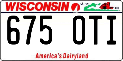 WI license plate 675OTI
