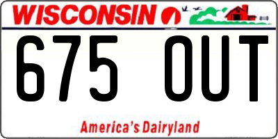 WI license plate 675OUT