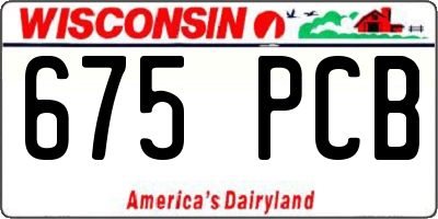 WI license plate 675PCB