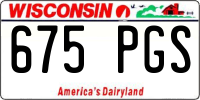 WI license plate 675PGS