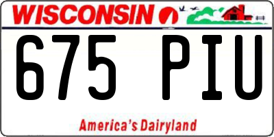 WI license plate 675PIU