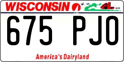 WI license plate 675PJO