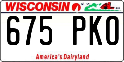 WI license plate 675PKO