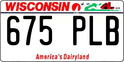 WI license plate 675PLB