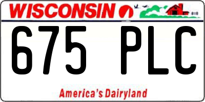 WI license plate 675PLC