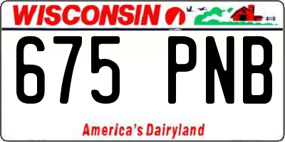 WI license plate 675PNB