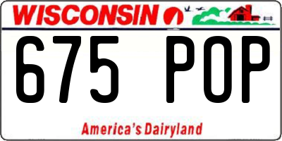 WI license plate 675POP