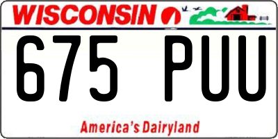 WI license plate 675PUU
