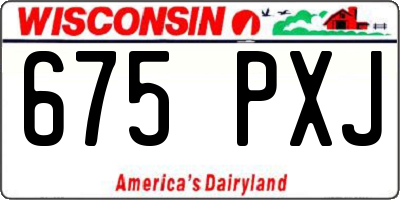 WI license plate 675PXJ