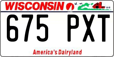 WI license plate 675PXT