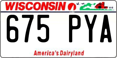 WI license plate 675PYA
