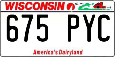 WI license plate 675PYC