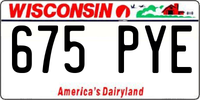WI license plate 675PYE