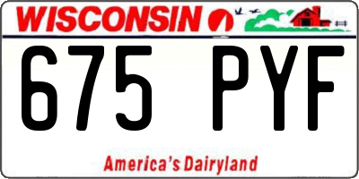WI license plate 675PYF