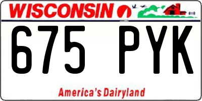 WI license plate 675PYK