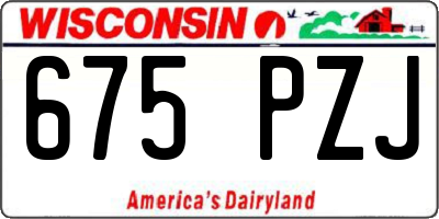 WI license plate 675PZJ