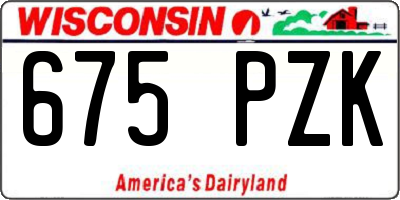 WI license plate 675PZK