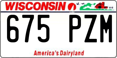 WI license plate 675PZM