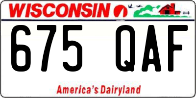 WI license plate 675QAF