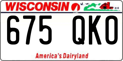 WI license plate 675QKO