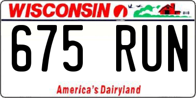 WI license plate 675RUN