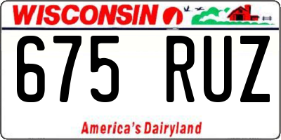 WI license plate 675RUZ
