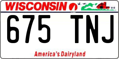WI license plate 675TNJ
