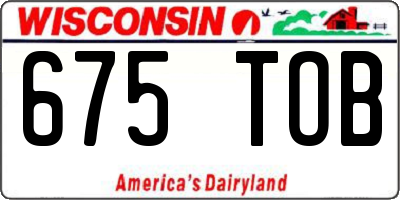 WI license plate 675TOB