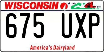 WI license plate 675UXP