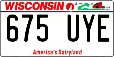 WI license plate 675UYE