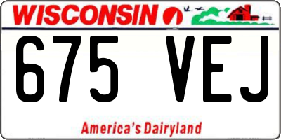 WI license plate 675VEJ