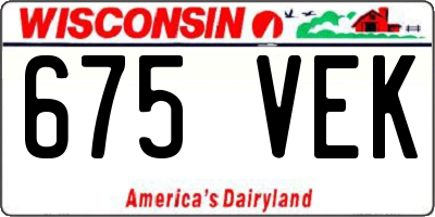 WI license plate 675VEK