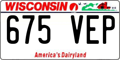 WI license plate 675VEP