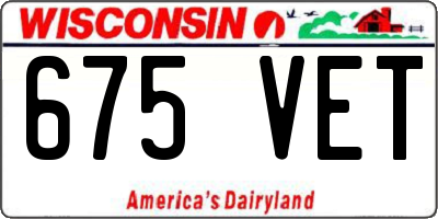 WI license plate 675VET