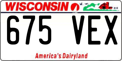 WI license plate 675VEX