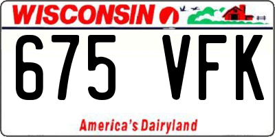 WI license plate 675VFK