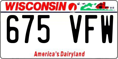 WI license plate 675VFW