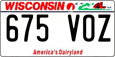 WI license plate 675VOZ