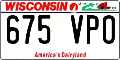 WI license plate 675VPO